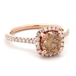 A halo chocolate diamond engagement ring from our in-house collection.